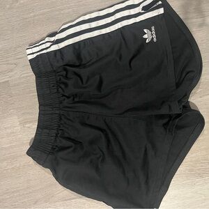 Adidas Black Shorts with White Stripes